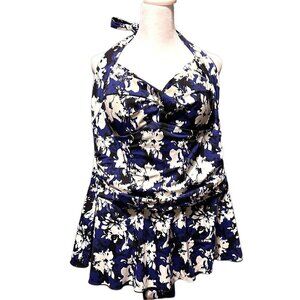 Swimsuits for All Women's One Piece Swim Dress 18 Built in Bra Halter EUC